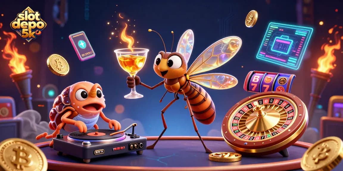 Experience excitement with slot depo 5k as vibrant casino elements fill the scene.