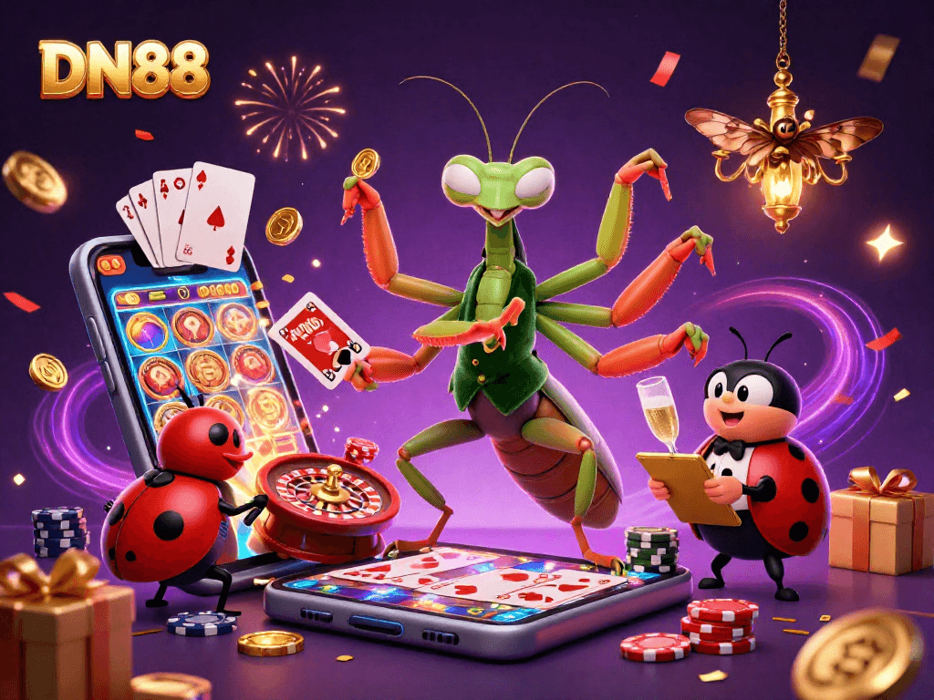 Experience thrilling gaming adventures at DN88 with dynamic casino graphics and captivating characters.