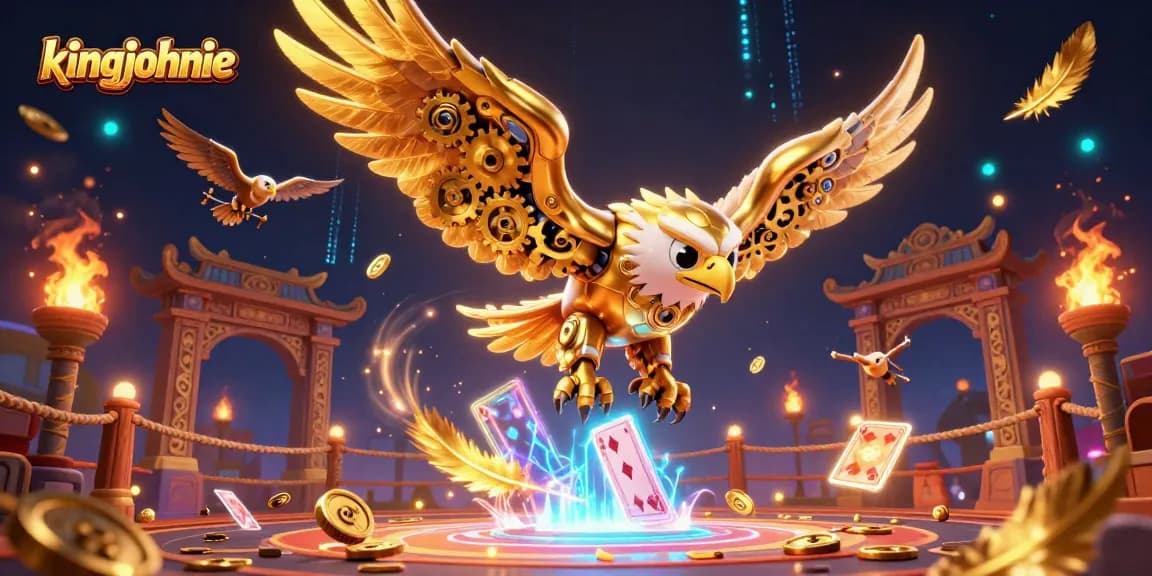Experience thrilling gameplay with kingjohnnie at an action-packed casino featuring a magnificent golden eagle.