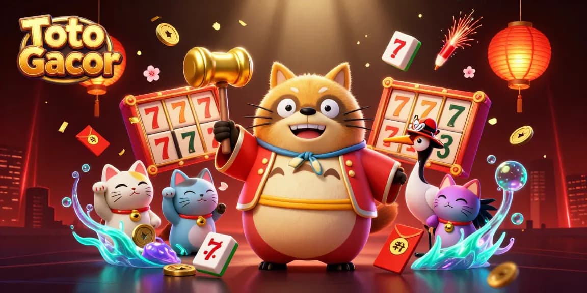 Toto Gacor slot gacor menampilkan sambutan meriah dengan karakter lucu dan simbol keberuntungan
