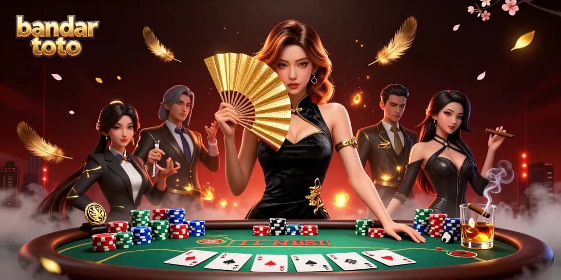 Play exhilarating poker at bandar toto with a stunning Asian beauty in a lavish casino scene