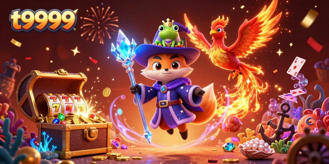Experience thrilling gameplay at t9999 with mystical characters and casino treasures in this captivating illustration.