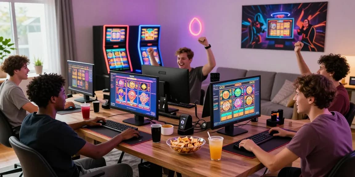 Players enjoying tempototo login at home with vibrant screens and snacks.