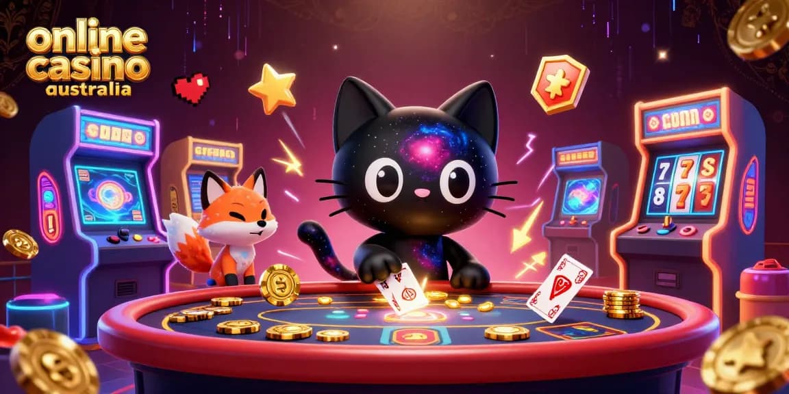 Engage with the vibrant scene of an online casino Australia, featuring magical characters amidst colorful gaming elements.