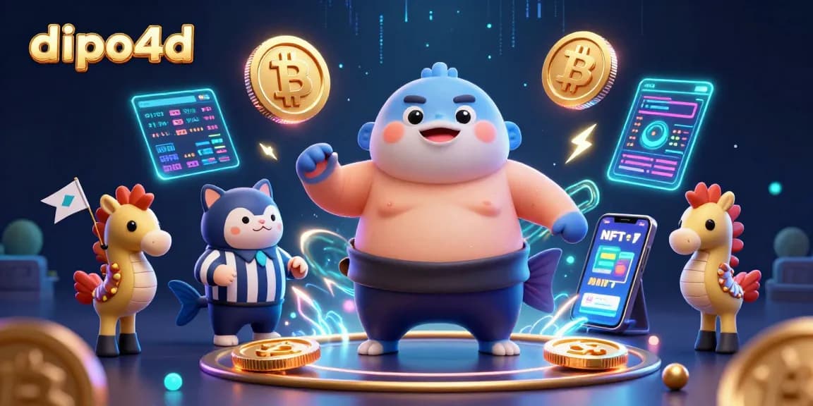 Engage with dipo4d's vibrant crypto gaming scene featuring a 3D fugu in an underwater ring.