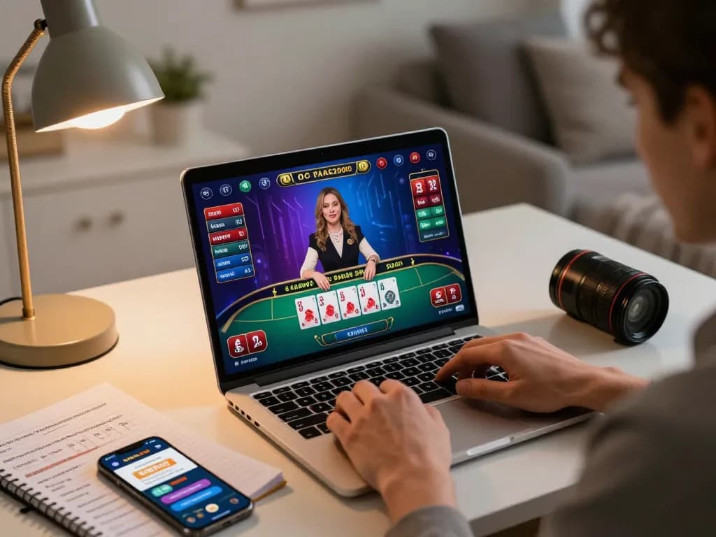 NAGA2000 player strategizing during a live dealer game in a cozy home office.