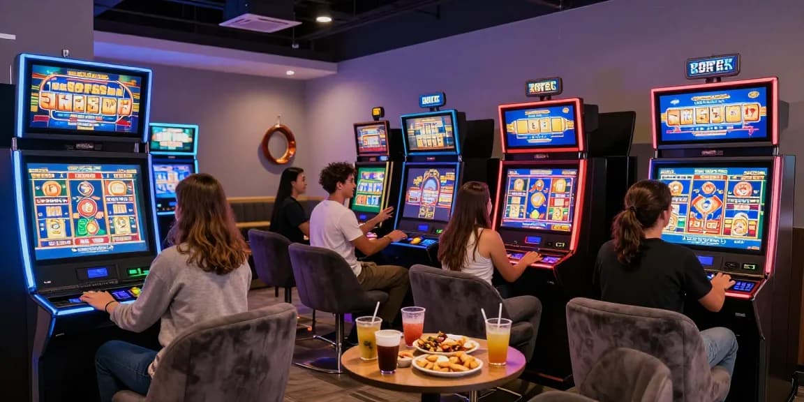 Exciting gaming atmosphere at situs slot gacor with players engaging in modern slot machines.