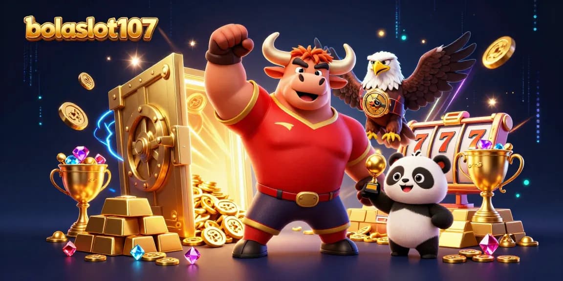 Engage in exciting slots with bolaslot107 alongside a triumphant bull and his companions.