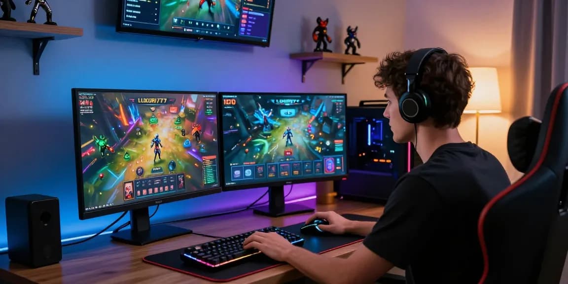 Proses LUXURY777 Login dengan suasana gaming modern dan nyaman di meja kerja.
