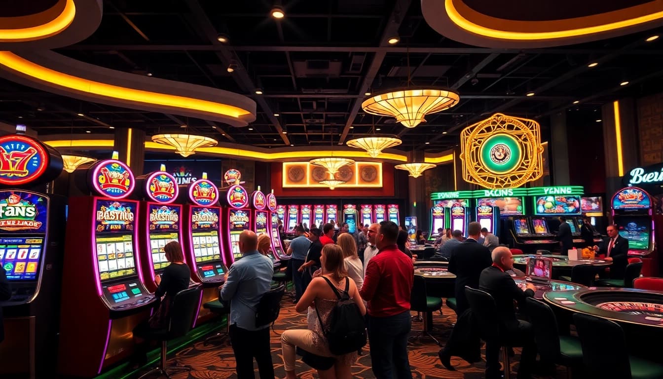 Nemo69 menang jackpot di kasino mega berwarna cerah dengan pemain bahagia.