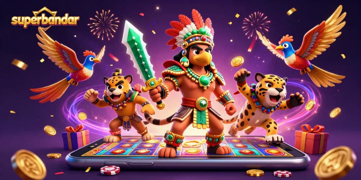 Superbandar menawarkan pengalaman bermain kasino dengan karakter pejuang Aztec dan elemen permainan menggembirakan.