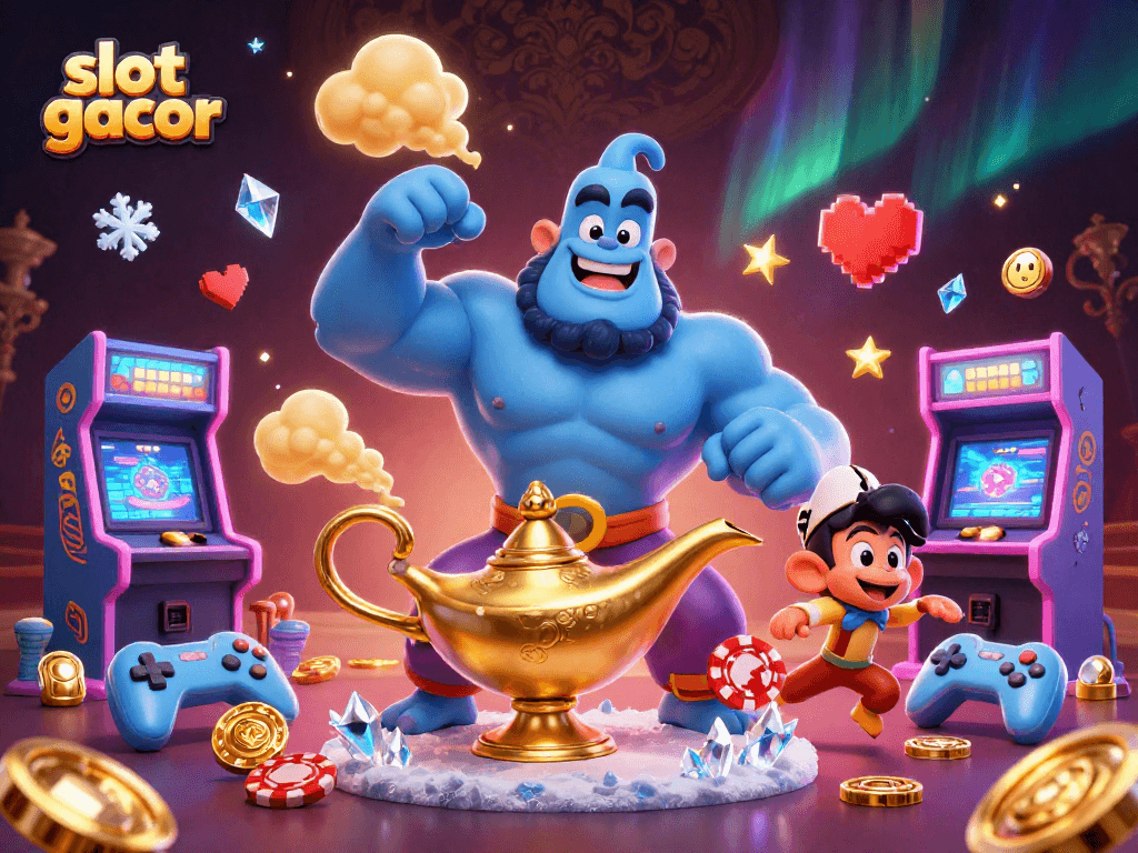 Memperkirakan slot gacor dengan ilustrasi kasino 3D penuh warna dan detail menarik.
