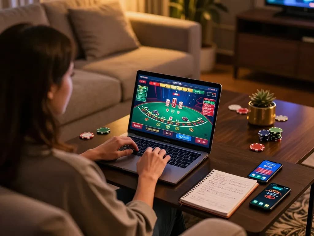 Engaging live dealer blackjack experience at gamedoithuong88 with cozy home setup.