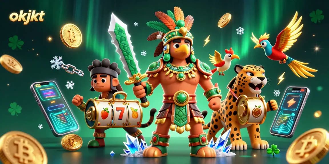 Menangkan jackpot dengan okjkt, ilustrasi kasino 3D penuh warna dan detail menakjubkan