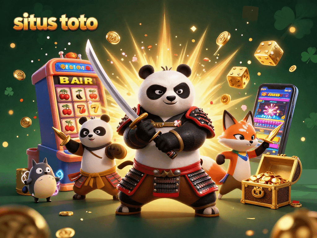 Situs toto menunjukkan samurai panda dan fox ninja di dunia kasino dengan slot jackpot yang berkilau