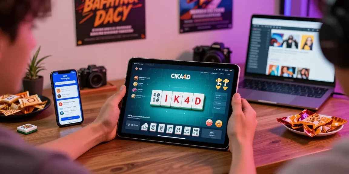 Engaging Mahjong gameplay on the CIKA4D app with vibrant room decor.