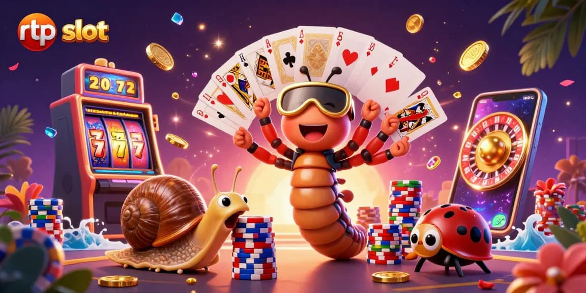 Experience the excitement of rtp slot with a vibrant 3D casino scene featuring dynamic characters and games.