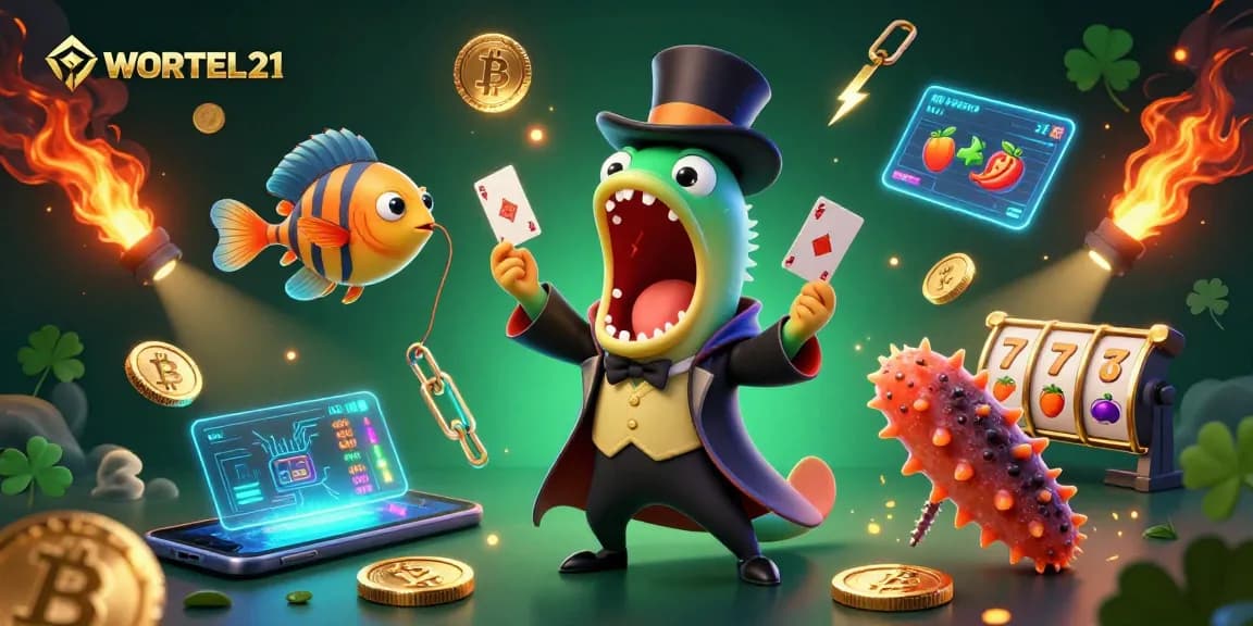 WORTEL21 engages players with a captivating card magic performance in a vibrant casino setting