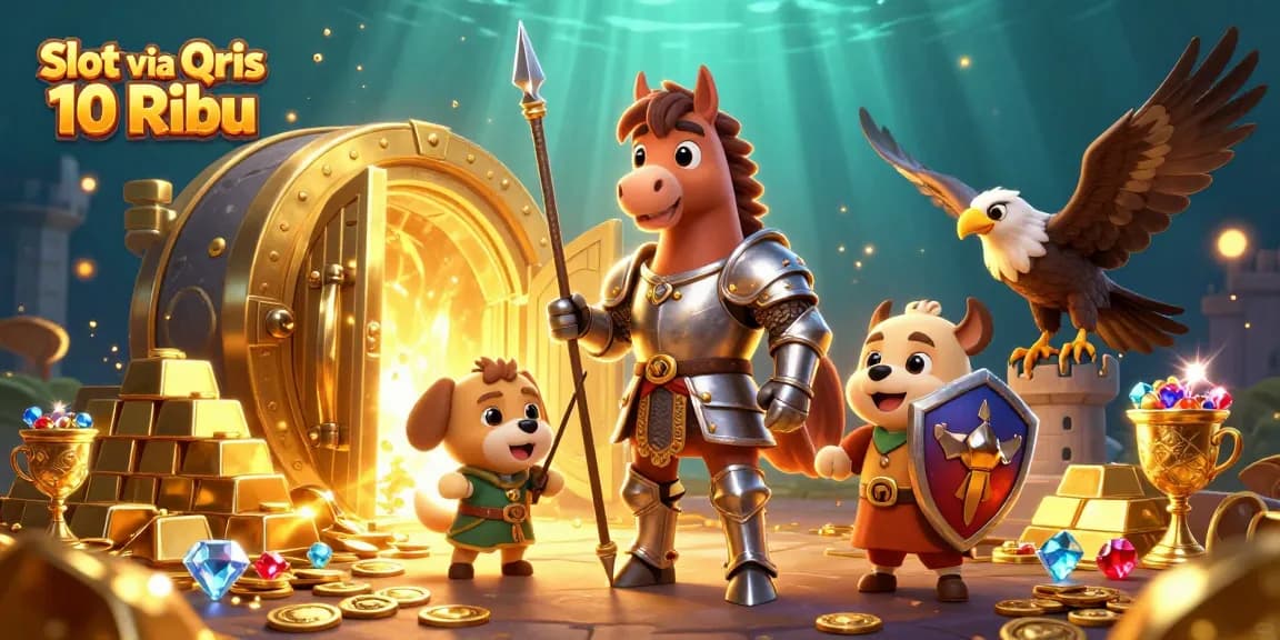 Experience thrilling gameplay with Slot via Qris 10 Ribu and dazzling treasure in stunning 3D illustration.