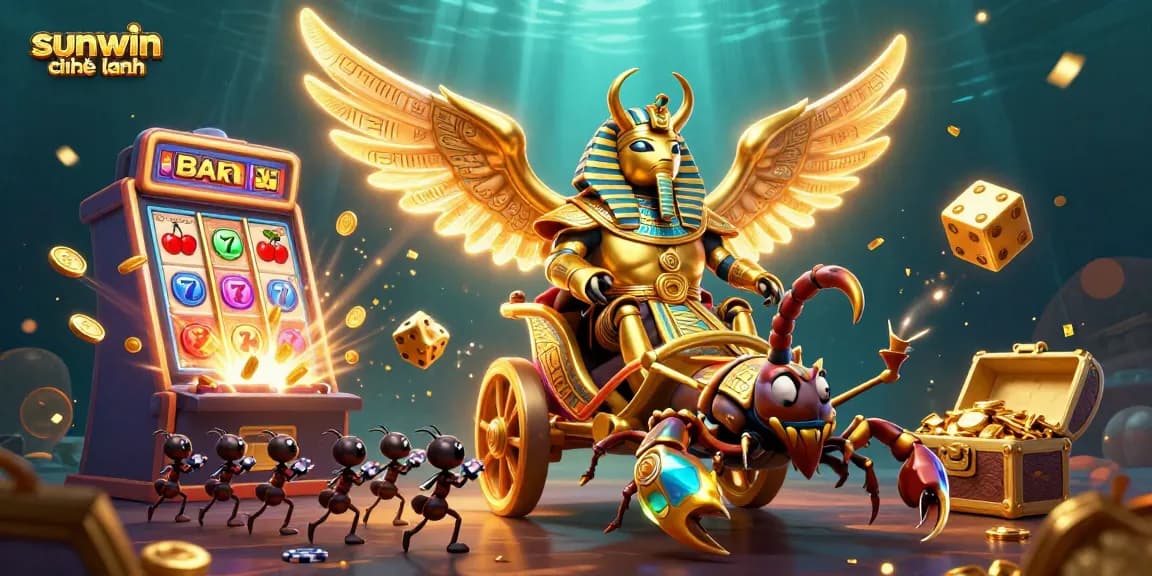 Experience the excitement of sunwin chính hãng with a vibrant casino-themed 3D illustration.
