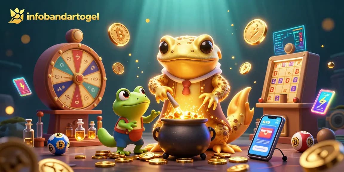 Experience the excitement of lottery games with infobandartogel’s vibrant 3D illustration showcasing golden coins and thrilling elements.