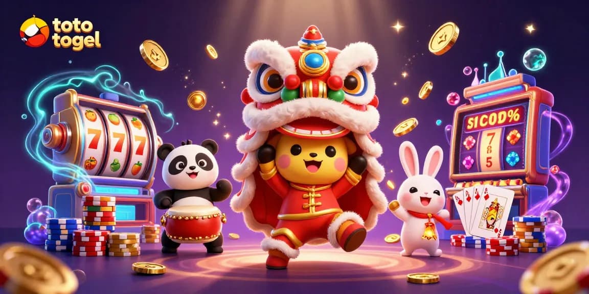 Experience the thrill of toto togel with vibrant characters, slot reels, and casino excitement!