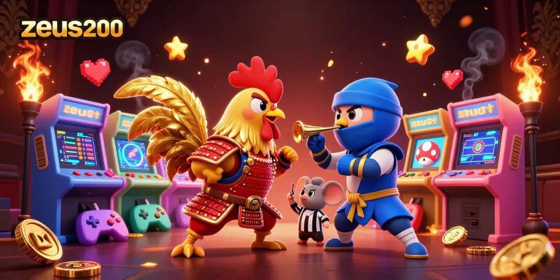 zeus200 menghadirkan pertarungan seru ayam jantan 3D dalam arena kasino dengan efek dinamis yang mengesankan.