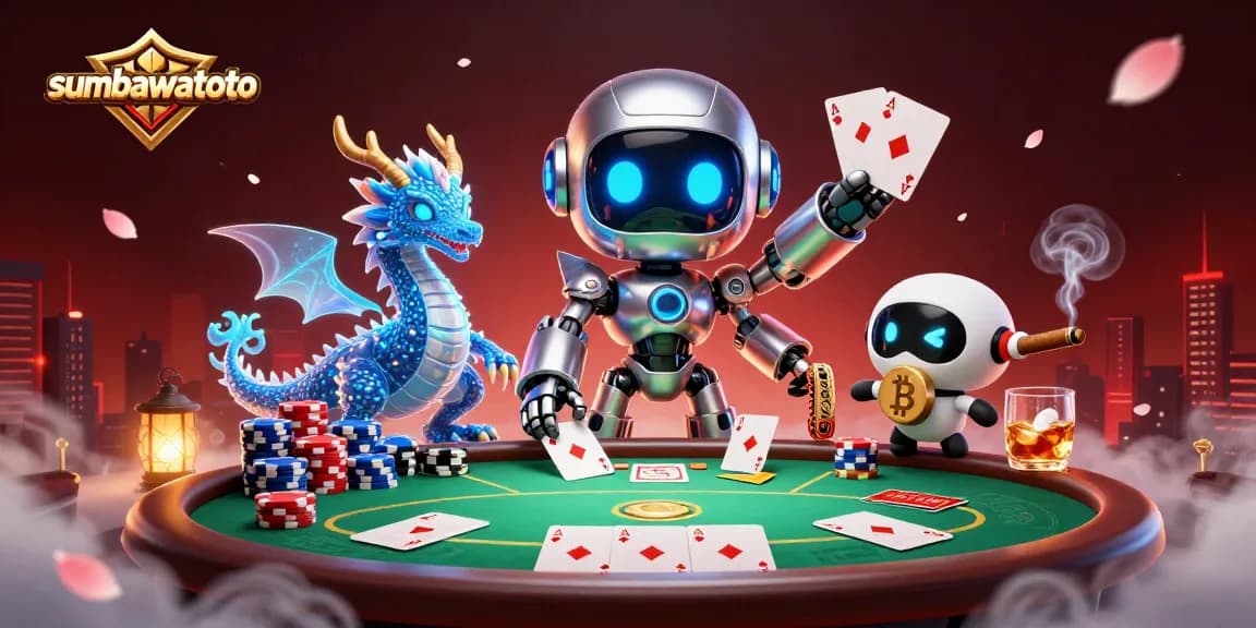 Menggali peluang dengan sumbawatoto saat bermain poker sambil dikelilingi elemen kasino yang menarik.