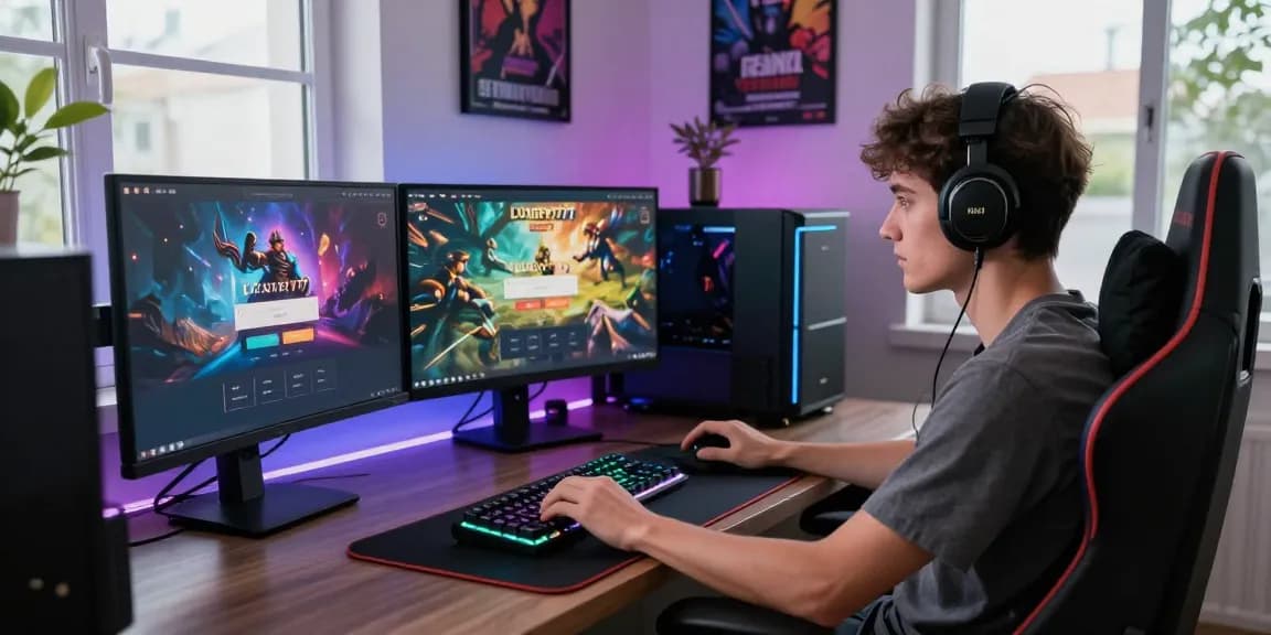 Proses login LUXURY777 di ruang gaming modern dengan perangkat lengkap.