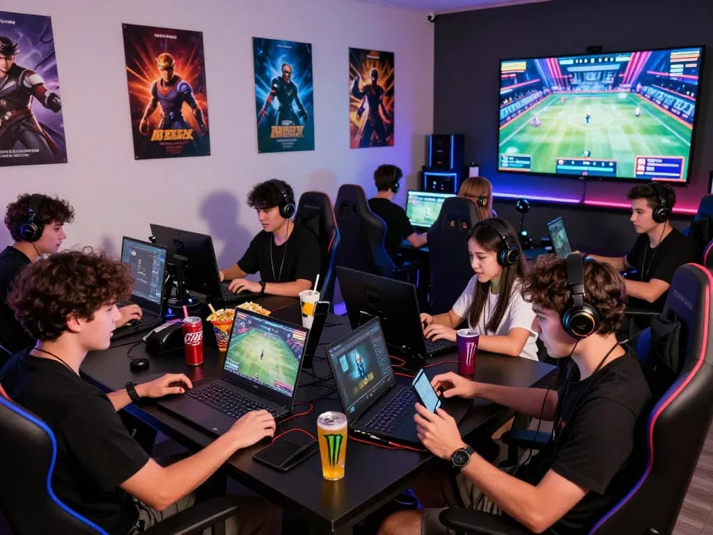 Engaging MM88 online gaming scene showing players immersed in vibrant gaming setup, showcasing excitement and community.