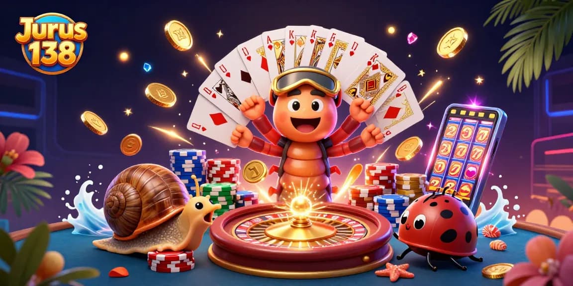 Experience the excitement of Jurus 138 with dynamic casino characters and vibrant gaming elements.