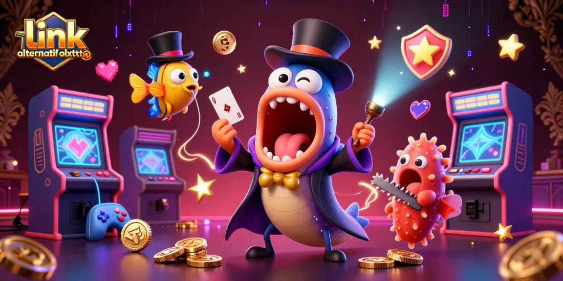 Ilustrasi 3D kartun bioluminescent gulper eel dengan jubah pesulap, lampirkan link alternatif olxtoto untuk permainan kasino yang menarik.