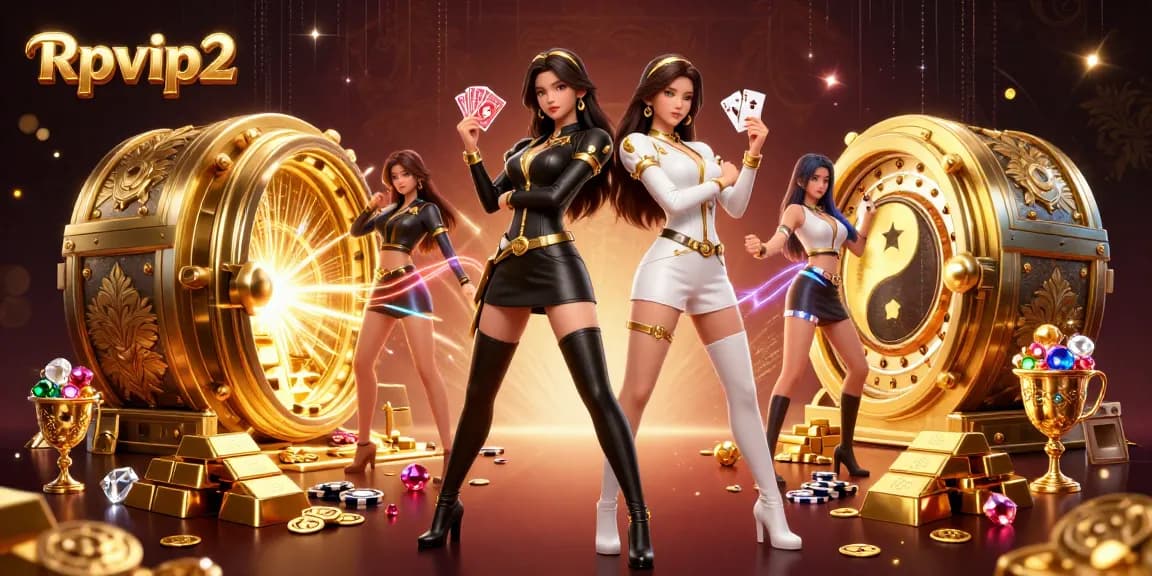 Rasakan permainan menarik Rpvip2 dengan visual menakjubkan dari dua wanita Asia yang memegang kartu permainan.
