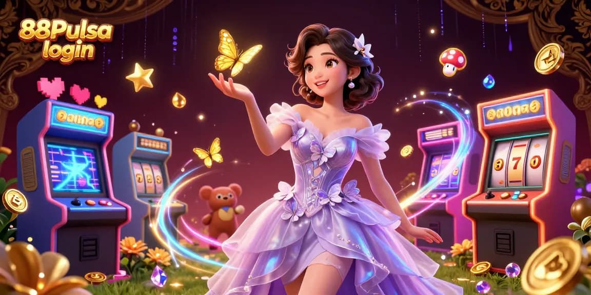 Experience seamless gaming with 88Pulsa login amidst vibrant casino elements.