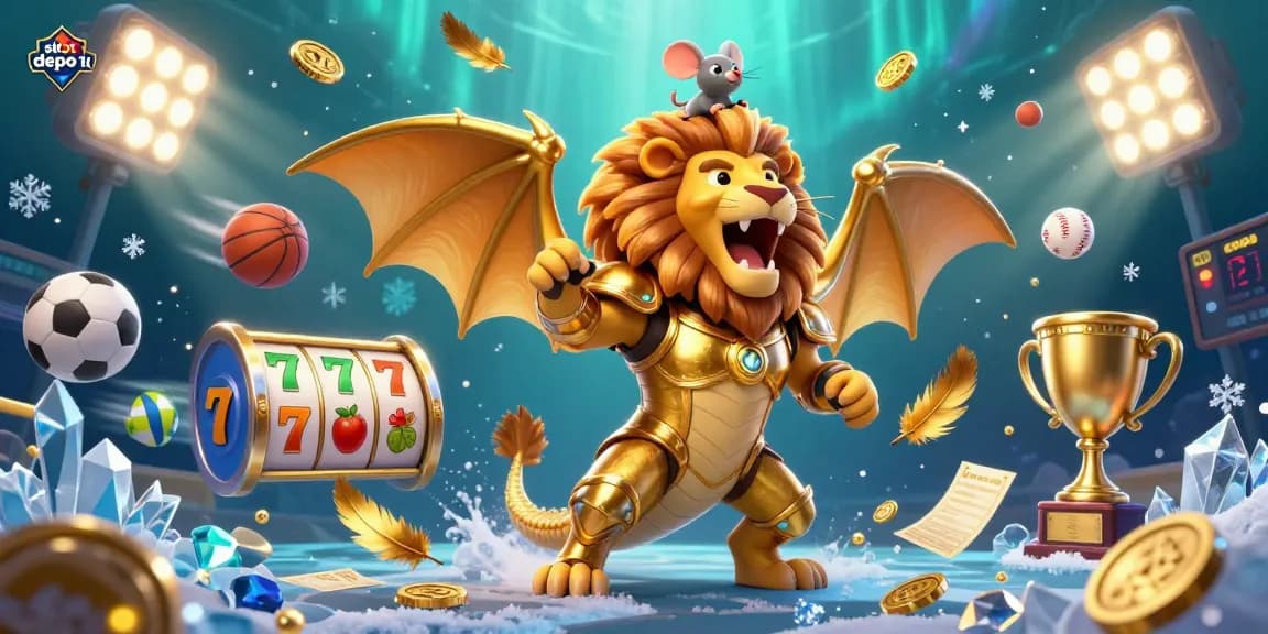 Engage with exciting action in slot depo 1k, featuring a vibrant 3D scene of a winning chimera and dynamic game elements.