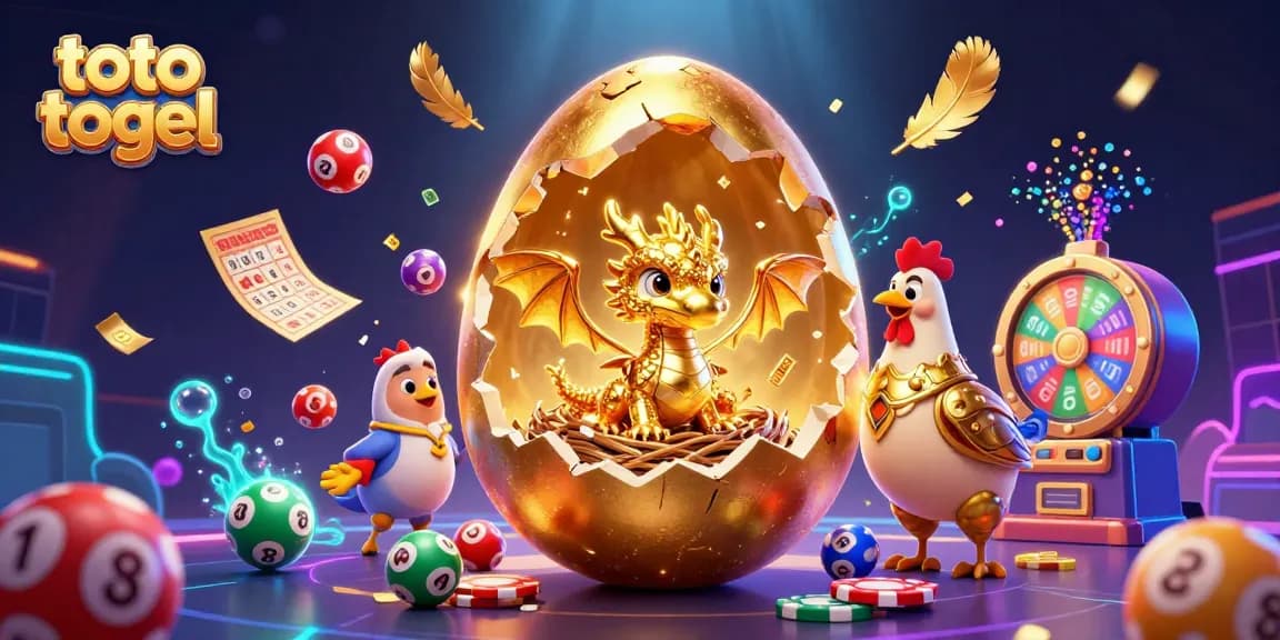 Menangkan toto togel dengan bayi naga emas bersinar di latar belakang menarik.