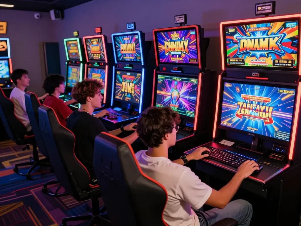 Permainan yang menarik di slot online virus88, menampilkan berbagai pemain dan suasana permainan yang semarak.