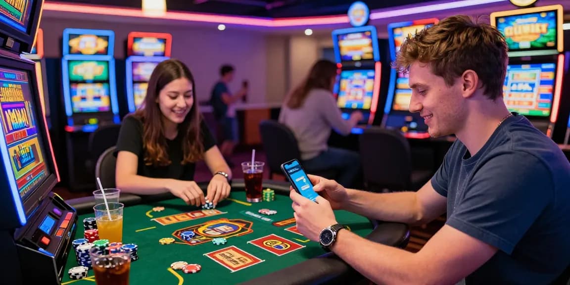 Paysafe Card Casino-Szene mit Spielern, die Spiele genießen, mit Fokus auf sichere Einzahlungen