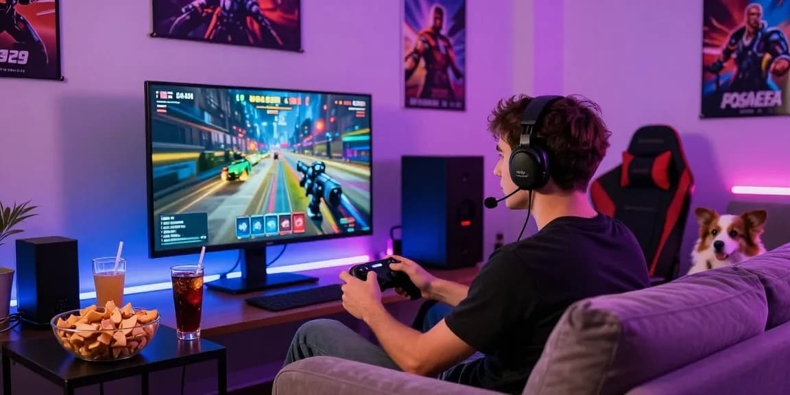 Pengalaman bermain sniperslot dengan gamer muda di ruang hiburan modern.