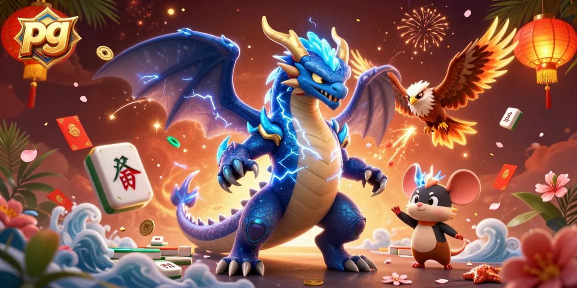 Playing pg with vibrant mahjong tiles and dynamic characters in a thrilling casino illustration.