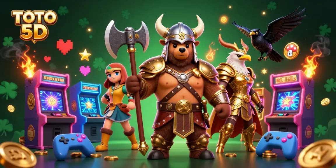 Mainkan TOTO 5D dengan karakter Viking dan elemen permainan mengelilinginya, menciptakan pengalaman mendebarkan.