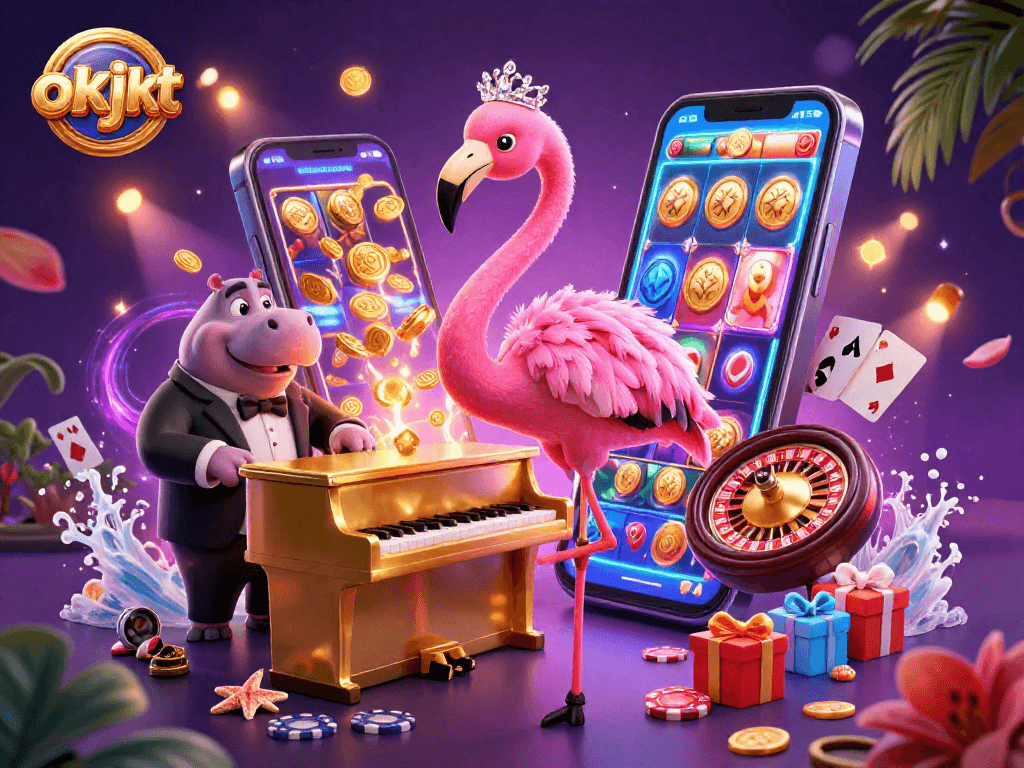 Mainkan game slot online okjkt dengan cepat dan hadiah menarik dalam ilustrasi kasino digital.