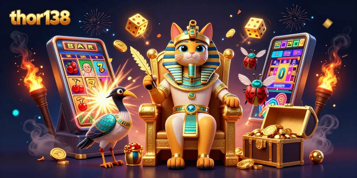 Gambar thorus138 dengan mesin slot dan simbol keberuntungan yang meriah.