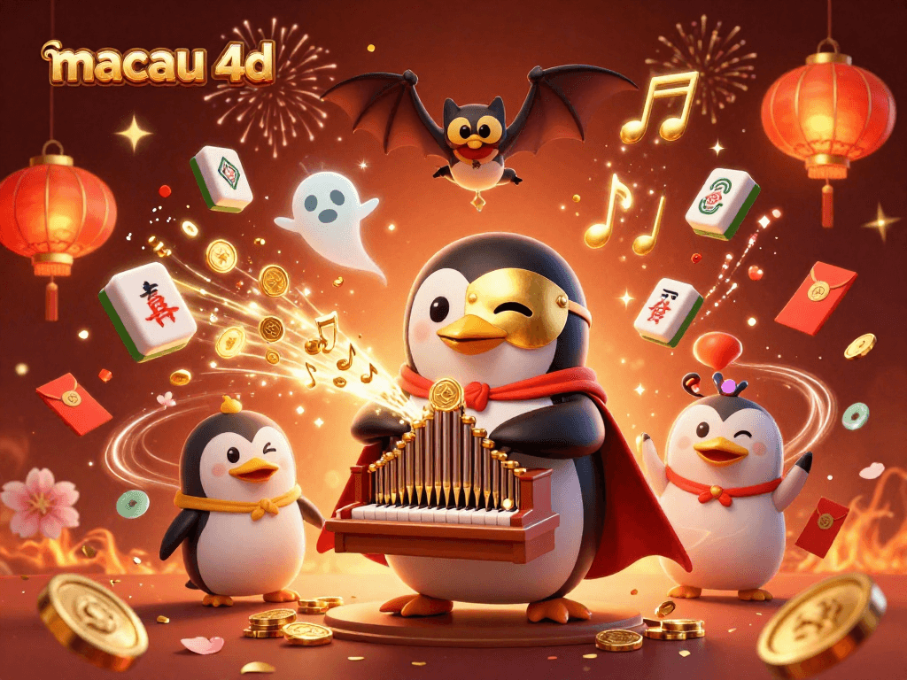 Experience the excitement of macau 4d with a vibrant casino-themed 3D scene rich in detail.