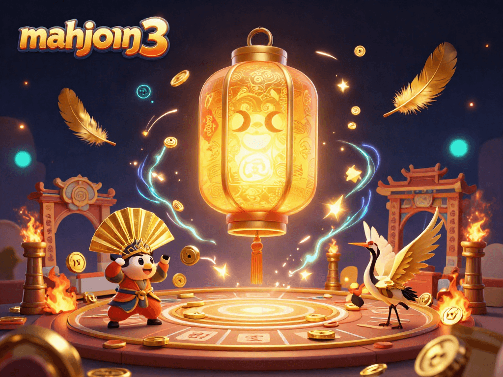 Experience the vibrant action of mahjong 3 in this dynamic casino illustration featuring bold characters and exciting game elements.