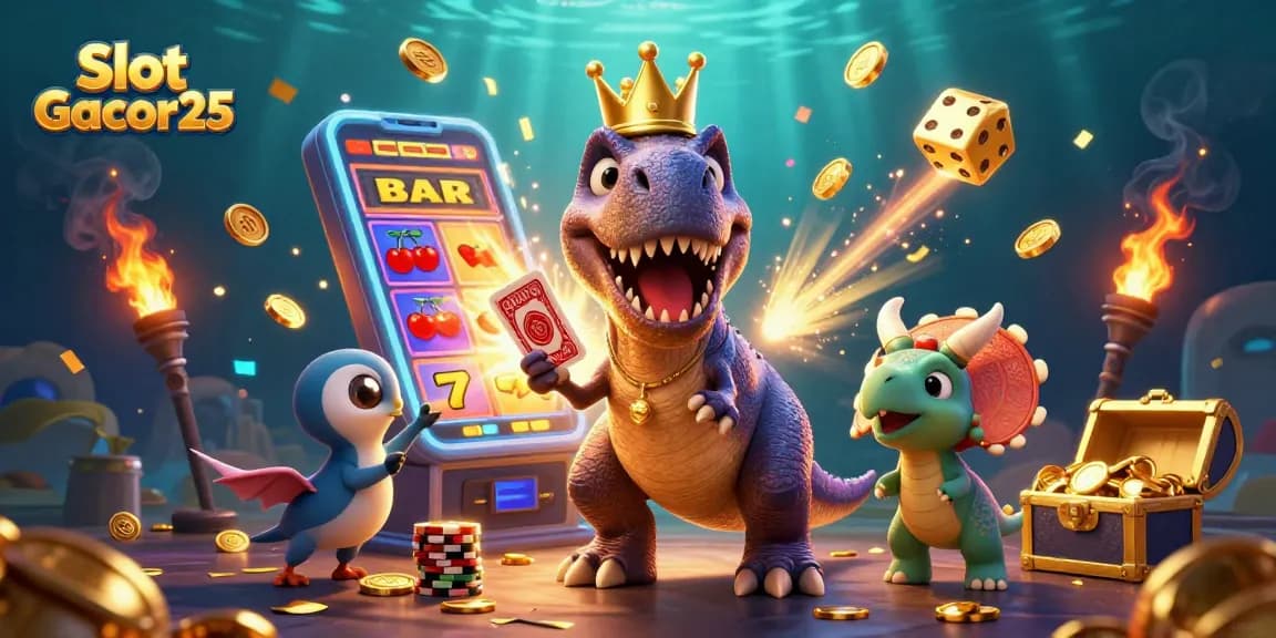 Slot Gacor25 menghadirkan keseruan dengan jackpot langka dan karakter lucu di ilustrasi cerah ini!
