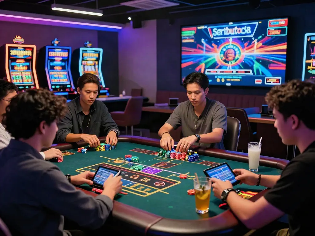 Exciting online gambling atmosphere featuring Seributoto with diverse players engaged in games.