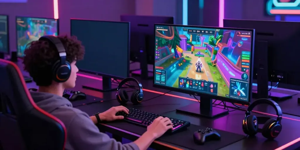Engaging scene of online gaming with AHHA4D platform displayed on smartphone.