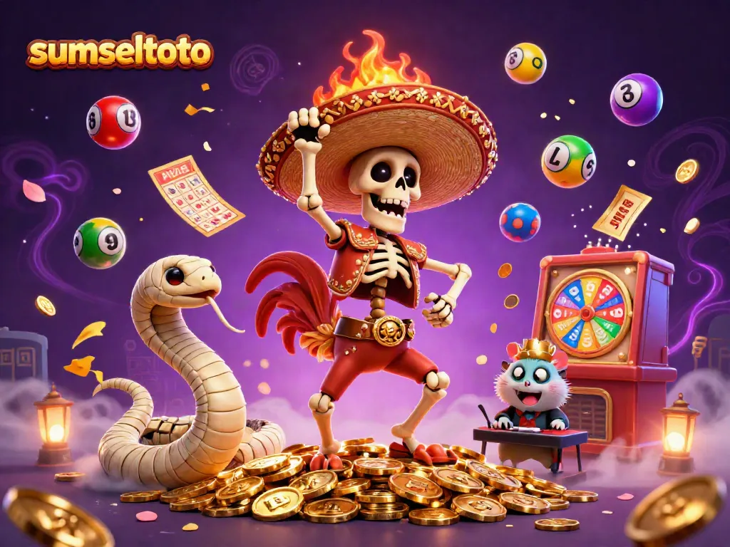 Experience the excitement of sumseltoto with lively 3D characters celebrating winnings in a vibrant casino scene.