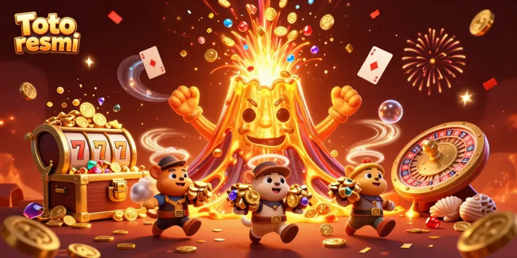 Experience the thrill of winning at Toto resmi with vibrant 3D illustration of games and treasures!